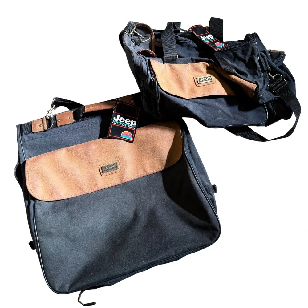 Jeep Travel Luggage Duffel Garment Bag Black Canvas‎ Weekend Overnight